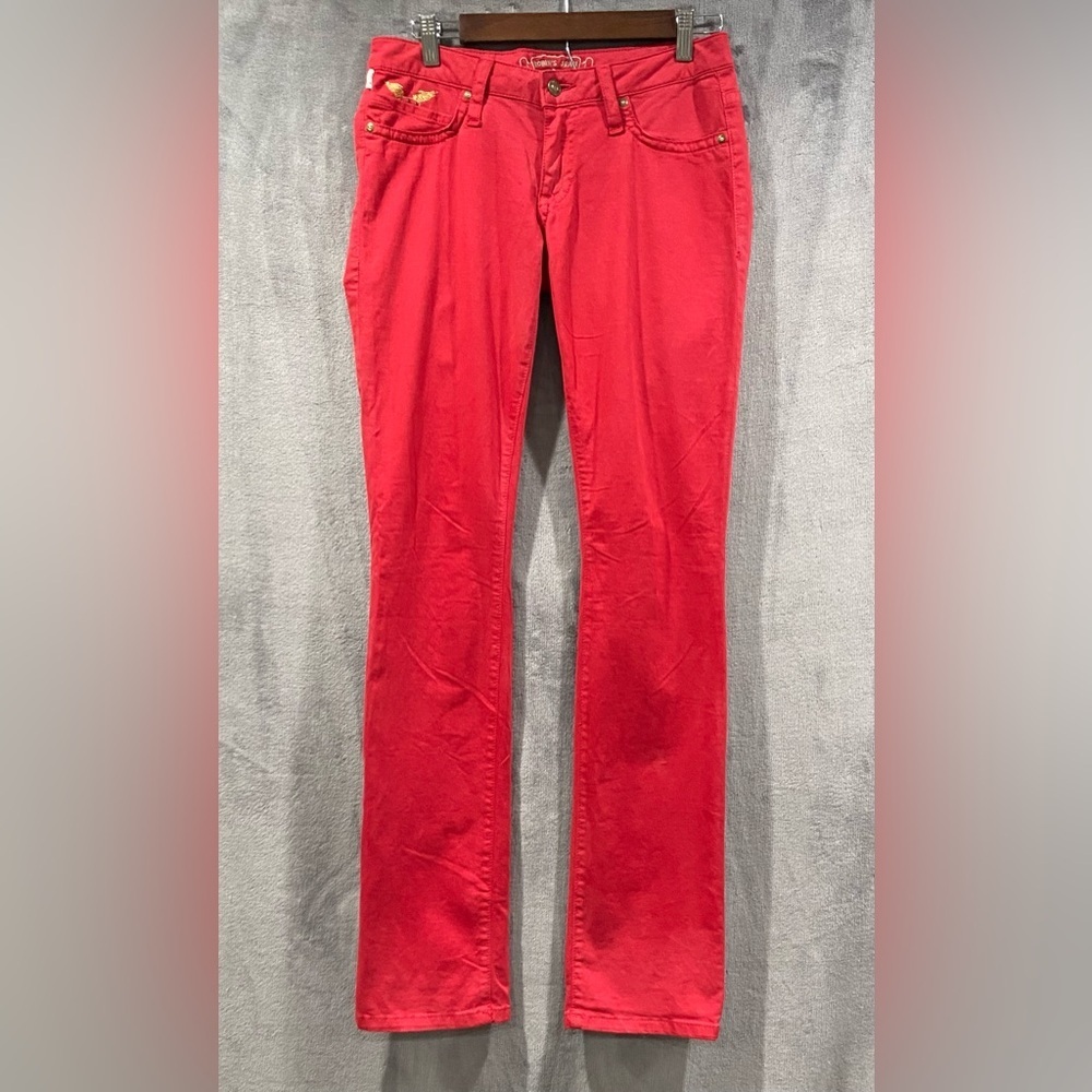 Robin’s Jeans Women’s Size 28 Marilyn Rhinestone Embellished Gold Wing Y2K